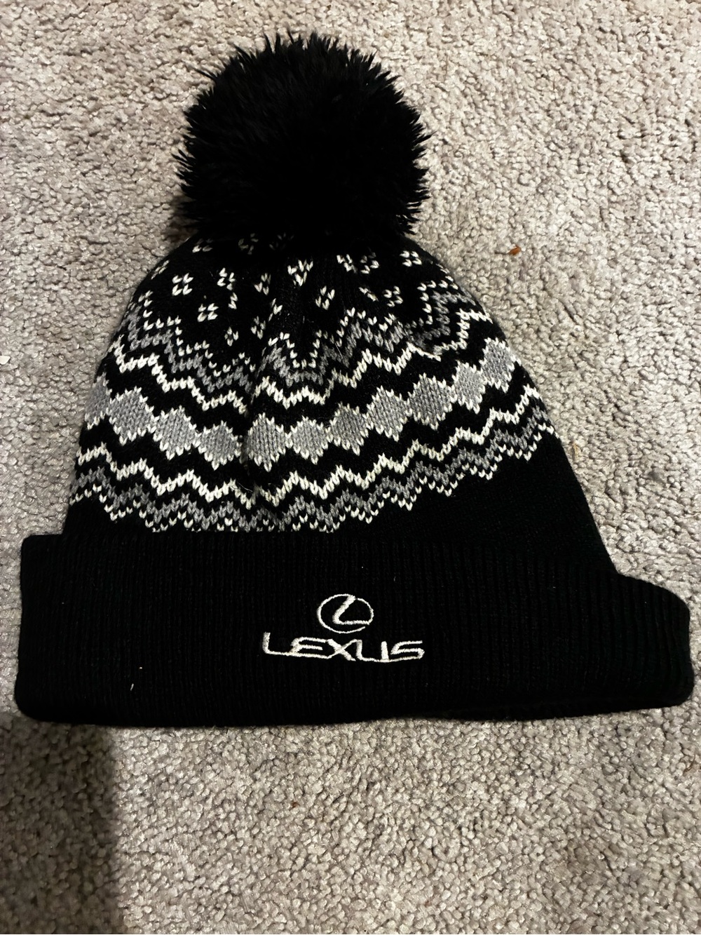 Lexus Black & Silver Pom Beanie